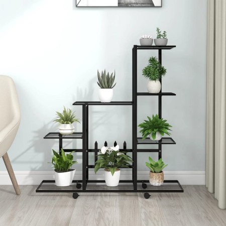 Blumenständer mit schwarzem Metallrad 94,5 x 25 x 92,5 cm von vidaXL, Topfständer - Ref: Foro24-336114, Preis: 62,59 €, Rabat...