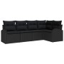 Conjunto de sofá de jardín con cojín 5 pcs Negro Poliratán