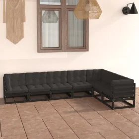 7-piece garden furniture set with black pine wood cushions by vidaXL, Garden sets - Ref: Foro24-3076798, Price: 767,39 €, Dis...