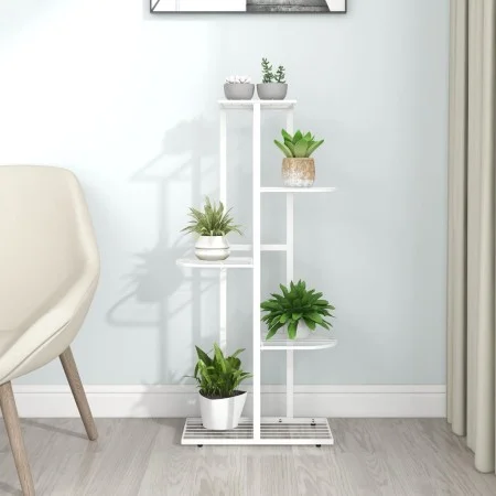 Weißer Blumenständer aus Metall mit 5 Regalen, 43 x 22 x 98 cm von vidaXL, Topfständer - Ref: Foro24-336111, Preis: 41,12 €, ...