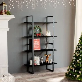 4-tier solid black pine wood shelf 80x30x140 cm by vidaXL, Bookcases and shelves - Ref: Foro24-806466, Price: 70,92 €, Discou...