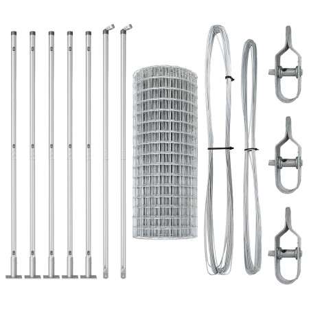 Valla Euro con 7 Poste Flangeados 1.4x10 m Acero Galvanizado de , Paneles de vallas - Ref: Foro24-3350986, Precio: 140,69 €, ...