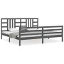 Estructura de cama con cabecero madera maciza gris 200x200 cm de vidaXL, Camas y somieres - Ref: Foro24-3193943, Precio: 172,...