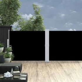 Toldo lateral retráctil para patio negro 140x1200 cm