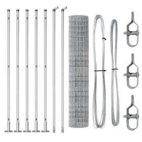Valla Euro con 7 postes de brida 1.4x10 m Acero galvanizado by , fence panels - Ref: Foro24-3351002, Price: 132,93 €, Discoun...
