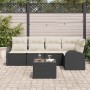 Conjunto de sofá de jardín con cojín 6 pcs Negro Poliratán