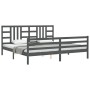 Estructura de cama con cabecero madera maciza gris 200x200 cm de vidaXL, Camas y somieres - Ref: Foro24-3193943, Precio: 172,...