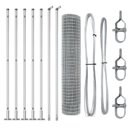 Cerca Euro de  con 7 postes con brida 1.4x10 m de acero galvanizado | Foro24.es | Tu tienda online para hogar, jardín y más Foro24.es