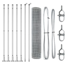 Valla Euro con 7 Postes Flangeados 1.6x10 m Acero Galvanizado by , fence panels - Ref: Foro24-3351020, Price: 138,61 €, Disco...