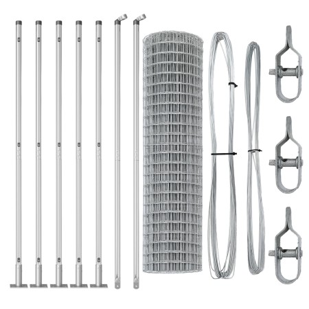 Cerca Euro de  con 13 Poste Flanjado 0.8x25 m de Acero Galvanizado | Foro24.es | Tu tienda online para hogar, jardín y más Foro24.es