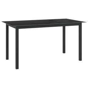 Aluminum and black glass garden table 150x90x74 cm by vidaXL, Garden tables - Ref: Foro24-312201, Price: 142,50 €, Discount: %