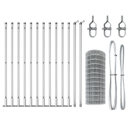Cerca Euro de con 13 Postes Flangados 0.4x50 m Acero Galvanizado de , Paneles de vallas - Ref: Foro24-3351043, Precio: 260,39...