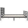 Estructura de cama con cabecero madera maciza gris 200x200 cm de vidaXL, Camas y somieres - Ref: Foro24-3193943, Precio: 172,...