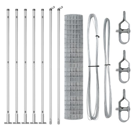Cerca Euro con 7 Postes Flangados 1.5x10 m Acero Galvanizado de , Paneles de vallas - Ref: Foro24-3351057, Precio: 152,52 €, ...