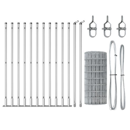 Cerca Euro con 13 postes flangiados 0.6x25 m de acero galvanizado by , fence panels - Ref: Foro24-3351060, Price: 165,66 €, D...