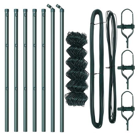 Cerca de cadena con 7 postes 0.8x10 m acero galvanizado verde de , Paneles de vallas - Ref: Foro24-3351076, Precio: 72,56 €, ...