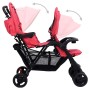 Carrito para gemelos tandem de acero rojo de vidaXL, Cochecitos de bebé - Ref: Foro24-10351, Precio: 204,71 €, Descuento: %