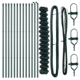 Cerca de enlace de cadena con 13 postes 1,6x25 m de acero galvanizado verde by , fence panels - Ref: Foro24-3351093, Price: 2...