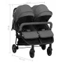 Carrito para gemelos de acero gris oscuro y negro de vidaXL, Cochecitos de bebé - Ref: Foro24-10360, Precio: 235,72 €, Descue...