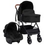 3-in-1-Kinderwagen aus anthrazitgrauem und schwarzem Stahl von vidaXL, Kinderwagen - Ref: Foro24-10330, Preis: 284,70 €, Raba...