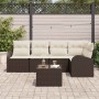 Conjunto de sofá de jardín con cojín 6 pcs Marrón Poliratán