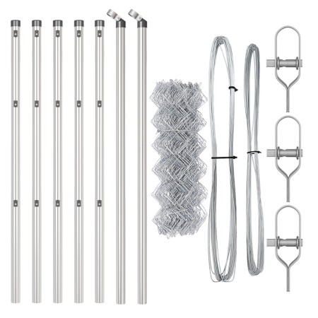 Cerca de Eslabones de Cadena con 7 Postes 0.6x10 m Acero Galvanizado de , Paneles de vallas - Ref: Foro24-3351123, Precio: 65...