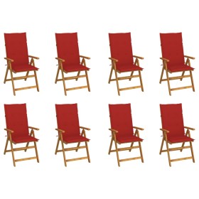 Folding garden chairs and cushions 8 pcs solid acacia wood by vidaXL, Garden chairs - Ref: Foro24-3075060, Price: 657,11 €, D...