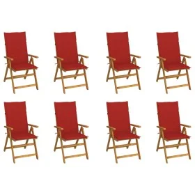 Klappbare Gartenstühle und Kissen, 8 Stück, massives Akazienholz von vidaXL, Gartenstühle - Ref: Foro24-3075060, Preis: 645,1...