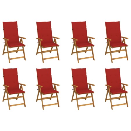 Folding garden chairs and cushions 8 pcs solid acacia wood by vidaXL, Garden chairs - Ref: Foro24-3075060, Price: 645,57 €, D...