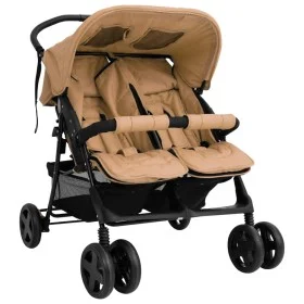 Taupe gray steel twin cart by vidaXL, Baby strollers - Ref: Foro24-10343, Price: 210,99 €, Discount: %