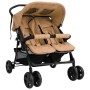 Taupe gray steel twin cart by vidaXL, Baby strollers - Ref: Foro24-10343, Price: 215,71 €, Discount: %