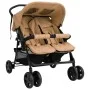 Taupegrauer Doppelwagen aus Stahl von vidaXL, Kinderwagen - Ref: Foro24-10343, Preis: 210,95 €, Rabatt: %