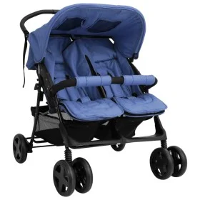 Navy blue steel twin stroller by vidaXL, Baby strollers - Ref: Foro24-10344, Price: 226,62 €, Discount: %