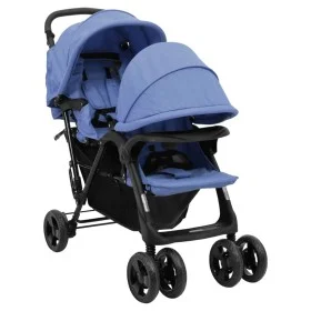 Tandemwagen für Manschettenknöpfe aus marineblauem Stahl von vidaXL, Kinderwagen - Ref: Foro24-10350, Preis: 215,73 €, Rabatt: %