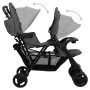 Carrito para gemelos tandem de acero gris oscuro de vidaXL, Cochecitos de bebé - Ref: Foro24-10348, Precio: 216,26 €, Descuen...