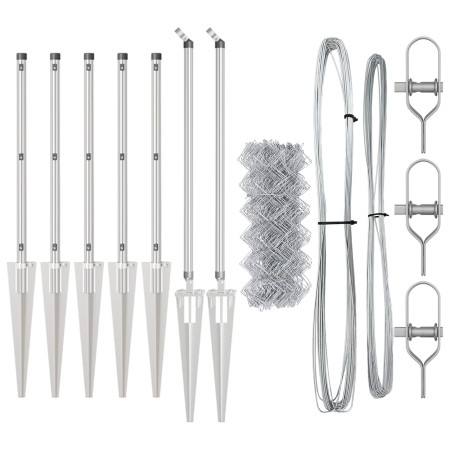 Cerca de Cadena  con 7 Postes de Púas 0.8x10 m Acero Galvanizado | Foro24.es | Tu tienda online para hogar, jardín y más Foro24.es