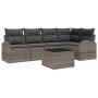 Conjunto de sofá de jardín con cojín 6 pcs Gris Poliratán