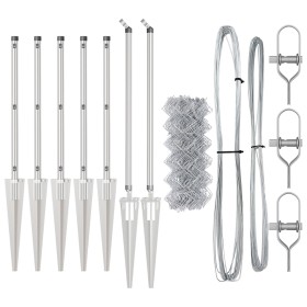 Cerca de Cadena con 7 Postes de Anclaje 0.4x10 m Acero Galvanizado by , fence panels - Ref: Foro24-3351210, Price: 95,69 €, D...