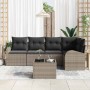Conjunto de sofá de jardín con cojín 6 pcs Gris Poliratán