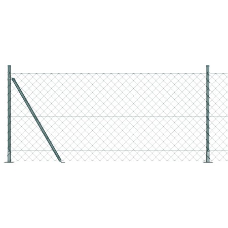 Cerca de Eslabones de Cadena con 7 Postes Flangados 1x10 m Acero Galvanizado de , Paneles de vallas - Ref: Foro24-3351237, Pr...