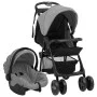 Light gray and black steel 3-in-1 baby stroller by vidaXL, Baby strollers - Ref: Foro24-10389, Price: 227,23 €, Discount: %