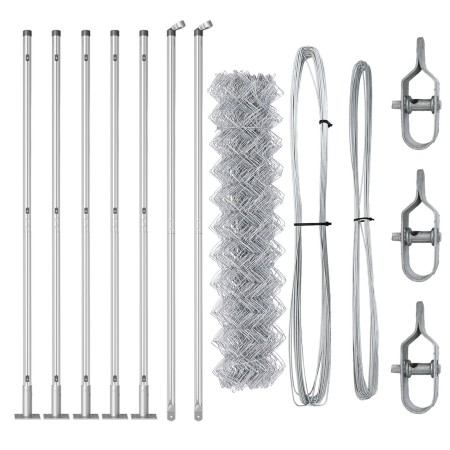 Cerca de Malla con 7 Postes Flangados 1x10 m Acero Galvanizado de , Paneles de vallas - Ref: Foro24-3351285, Precio: 99,24 €,...