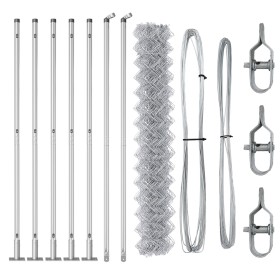 Cerca de cadena con 7 postes flangiados 1.6x10 m de acero galvanizado by , fence panels - Ref: Foro24-3351297, Price: 135,39 ...