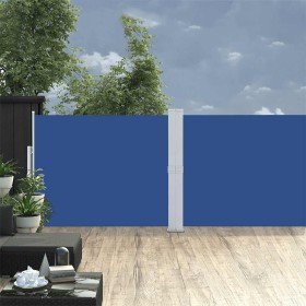 Toldo lateral retráctil para patio azul 140x1200 cm