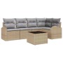Conjunto de sofá de jardín con cojín 6 pcs Beige Poliratán