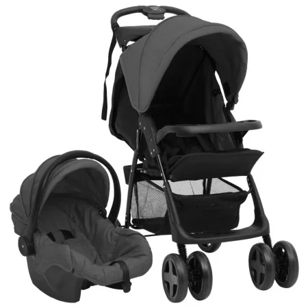 Dark gray and black 3-in-1 steel baby stroller by vidaXL, Baby strollers - Ref: Foro24-10390, Price: 204,05 €, Discount: %