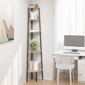 Corner shelf with 5 light brown and black shelves 45.5x31.5x180 cm by vidaXL, Bookcases and shelves - Ref: Foro24-336394, Pri...