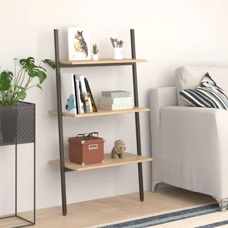 Inclined shelving 3 levels light brown and black 64x34x116cm by vidaXL, Bookcases and shelves - Ref: Foro24-336370, Price: 57...