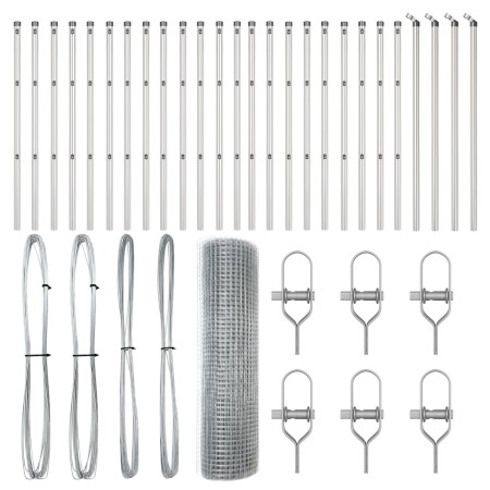 Cerca de Alambre Soldado con 13 Posts 0.4x50 m Acero Galvanizado