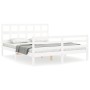 White solid wood bed frame with headboard 160x200 cm by vidaXL, Beds and slatted bases - Ref: Foro24-3194842, Price: 143,97 €...